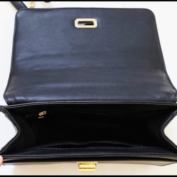 Badgley Mischka black bag cross body chain handle quilted gold studs small bag - Picture 9 of 9